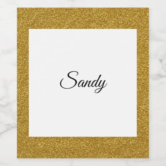 Personalisieren Sie das Gold Glitzer Frame Image I Weinetikett (Einzelnes Label)
