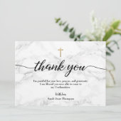 Personalisieren Sie das Gray-Marble-Gold-Kreuz Dankeskarte (Stehend Vorderseite)