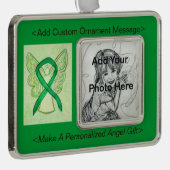 Personalisieren Sie das Green Awareness Ribbon Ang Rahmen-Ornament Silber (Rechts)
