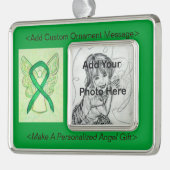 Personalisieren Sie das Green Awareness Ribbon Ang Rahmen-Ornament Silber (Links)