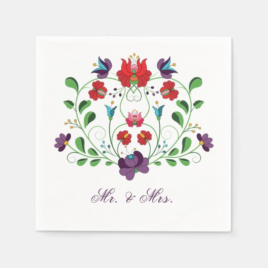 Personalisieren Sie das Herz der Floral-Liebe Serviette (Vorderseite)