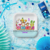 Personalisieren Sie das junge Kind in der Tierschu Pappteller (Party)