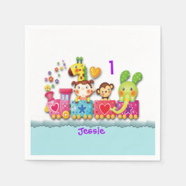 Personalisieren Sie das junge Kind in der Tierschu Serviette