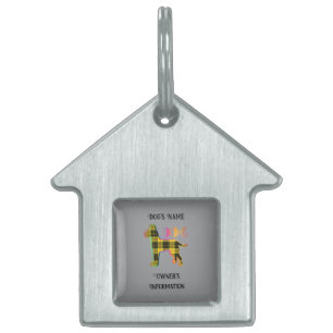 Personalisieren Sie das Kariert-graue DOG House Tiermarke