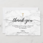Personalisieren Sie das Marble Gold-Kreuz der Jung Dankeskarte (Vorderseite)