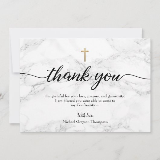 Personalisieren Sie das Marble Gold-Kreuz der Jung Dankeskarte (Vorderseite)