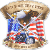 Personalisieren Sie das Motorrad Veteran Patriot U Aufkleber (Vorderseite)