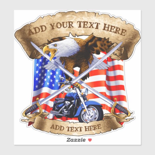 Personalisieren Sie das Motorrad Veteran Patriot U Aufkleber (Blatt)
