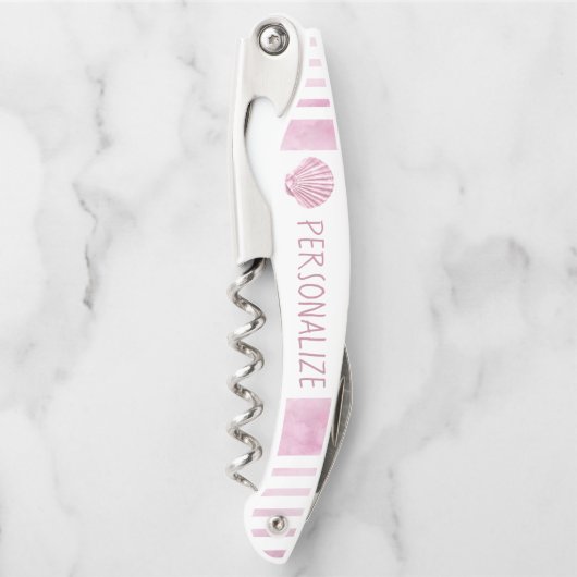 Personalisieren Sie das nautische Rosa Seashell Kellnermesser (Vorderseite)