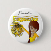 Personalisieren Sie das Niedliche Gelbe Cheerleade Button (Vorderseite)
