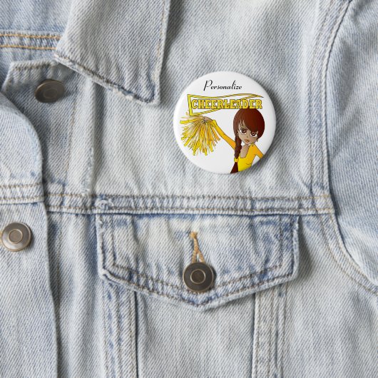 Personalisieren Sie das Niedliche Gelbe Cheerleade Button (Beispiel)