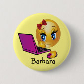 Personalisieren Sie das Notebook Emoji Girl Button (Vorderseite)