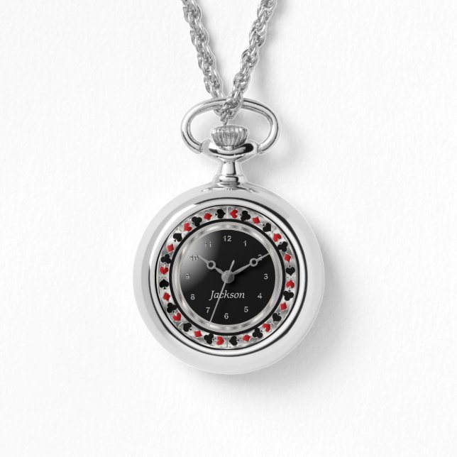 Personalisieren Sie das Poker Player Game in Silve Armbanduhr (Vorderseite)