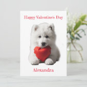 Personalisieren Sie das schwammige Welpenvalentine Feiertagskarte (Stehend Vorderseite)