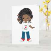 Personalisieren Sie das schwarze Mädchen mit der l Karte (Gelbe Blume)