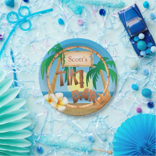 Personalisieren Sie das Tiki-Bar-Design Pappteller (Party)