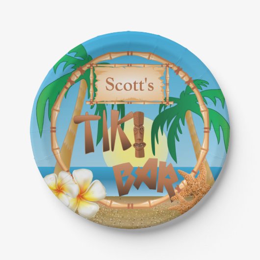 Personalisieren Sie das Tiki-Bar-Design Pappteller (Vorderseite)