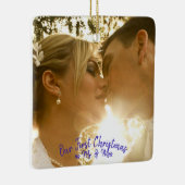 Personalisieren Sie das Wedding Foto Peacock Feath Keramikornament (Rechts)