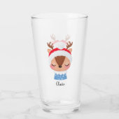Personalisieren Sie das Weihnachtsschlaf-Rentier-G Glas (Rückseite)