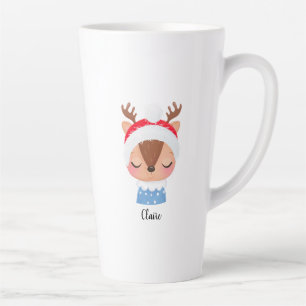 Personalisieren Sie das Weihnachtsschlaf-Rentier-G Milchtasse