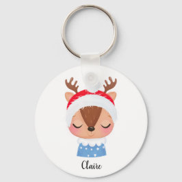 Personalisieren Sie das Weihnachtsschlaf-Rentier-G Schlüsselanhänger