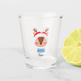 Personalisieren Sie das Weihnachtsschlaf-Rentier-G Schnapsglas