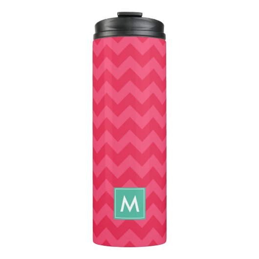 Personalisieren Sie das Zickzack Monogramm Preppy Thermosbecher (Vorderseite)