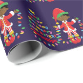 Personalisieren Sie den Afroamerikaner Elf Geschenkpapier (Rolleneckpunkt)