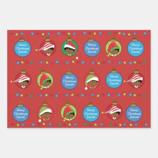 Personalisieren Sie den Afroamerikaner Elf Geschenkpapier Set (Vorderseite 3)