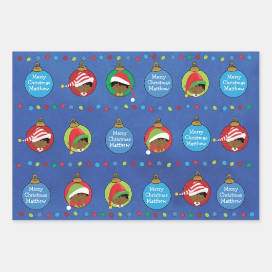 Personalisieren Sie den Afroamerikaner Elf Geschenkpapier Set (Vorderseite 2)