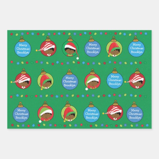 Personalisieren Sie den Afroamerikaner Elf Geschenkpapier Set (Vorderseite)