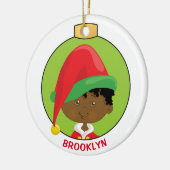 Personalisieren Sie den Afroamerikaner Elf Keramik Ornament (Links)