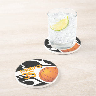 Personalisieren Sie den Basketball-B/W-Untersetzer Sandstein Untersetzer