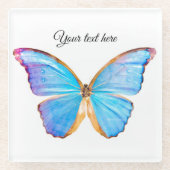 Personalisieren Sie den BLUE BUTTERFLY-Untersetzer Glasuntersetzer (Vorderseite)