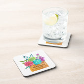 Personalisieren Sie den Blumenkorb Pink Blue Green Getränkeuntersetzer (Rechte Seite)