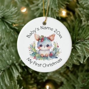 Personalisieren Sie den ersten Weihnachtsnamen und Keramik Ornament