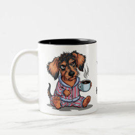 Personalisieren Sie den Grumpy Puppy Coffee Dackel Zweifarbige Tasse