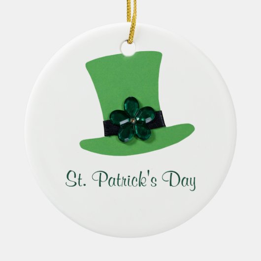 Personalisieren Sie den grünen Hut für St. Patrick Keramik Ornament (Vorne)