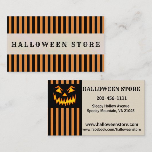 Personalisieren Sie den Halloween Store Pumpkin Pa Visitenkarte (Vorne/Hinten)