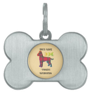 Personalisieren Sie den Kariert blass-gelben DOG-K Tiermarke