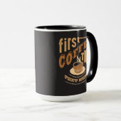 Personalisieren Sie den lustigen ersten Kaffee dan Tasse (VorderseiteRechts)