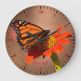 Personalisieren Sie den Monarchschmetterling auf d Große Wanduhr