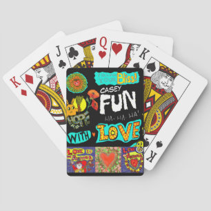 Personalisieren Sie den NAME Fun Trendy Cartoon Co Spielkarten