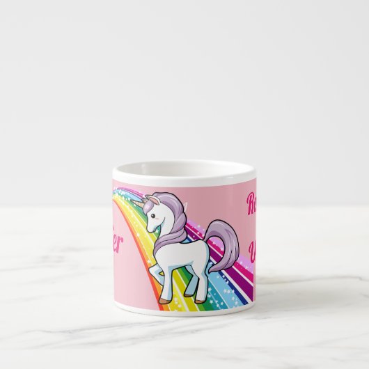 Personalisieren Sie den NAME Unicorn Rainbow Littl Espressotasse (Vorderseite)