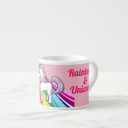 Personalisieren Sie den NAME Unicorn Rainbow Littl Espressotasse (Vorderseite Rechts)