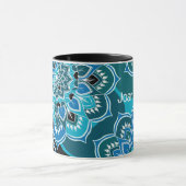 Personalisieren Sie den Namen Blue Paisley Black I Tasse (Zentrum)