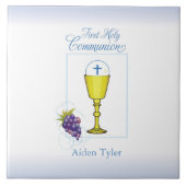 Personalisieren Sie den Namen Boy First Communion Fliese (Vorderseite)