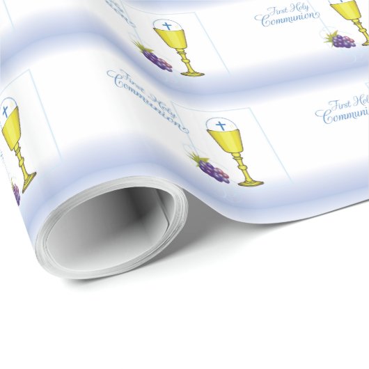 Personalisieren Sie den Namen Boy First Communion Geschenkpapier (Rolleneckpunkt)