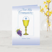 Personalisieren Sie den Namen Boy First Communion  Karte (Gelbe Blume)