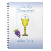 Personalisieren Sie den Namen Boy First Communion Notizblock (Vorderseite)